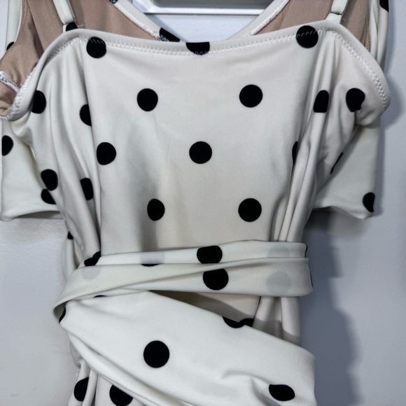 Old Navy Cream Polka Dot Wrap-Front Swimsuit Size Large - Picture 7 of 12